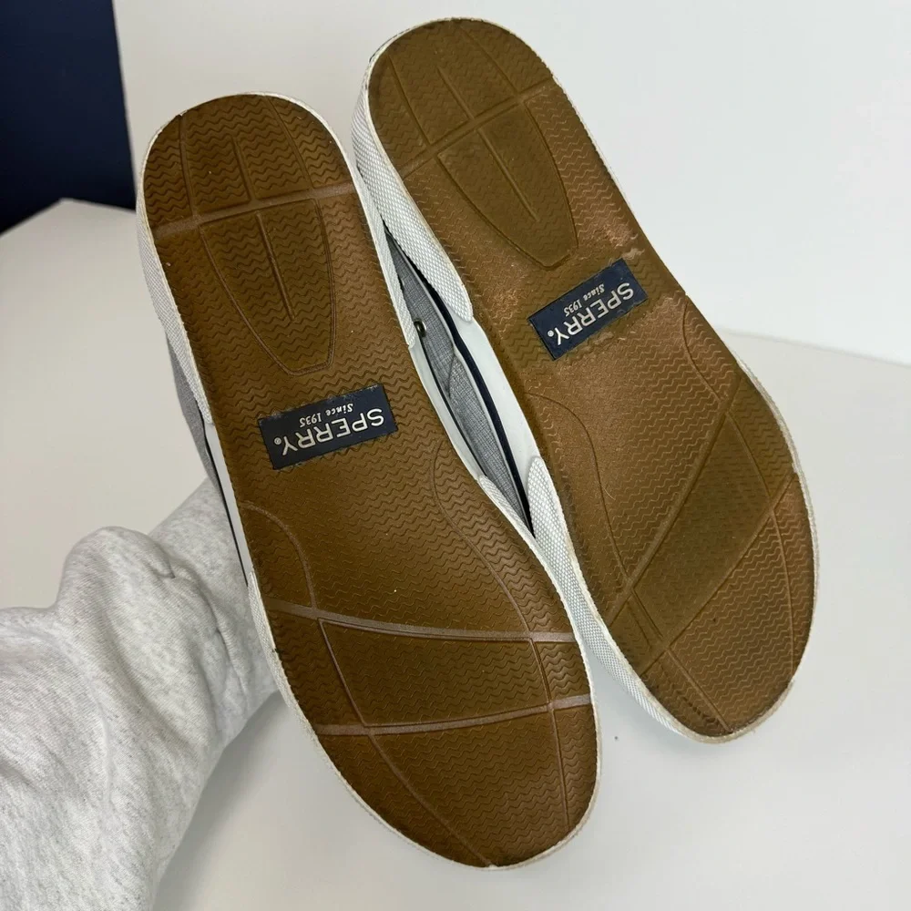 Sperry Top Sider Halyard CVO Linen Sneaker Men's Light Gray Size 10 - Picture 3 of 9